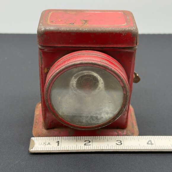 Vintage Red Metal Flashlight Lantern Glass Lens Niagra Junior Guide Light Decor - Picture 11 of 12